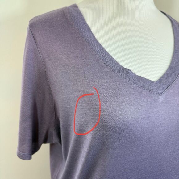 WINTERSILKS Dress Womens M Silk Jersey V-Neck Base Layer Short Sleeve Purple - Picture 10 of 10